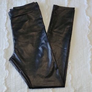 Lulus Black Faux Leather Leggings L Slimming Like New Condition